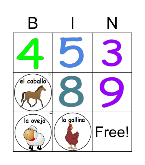 numeros 1 - 10 Bingo Card