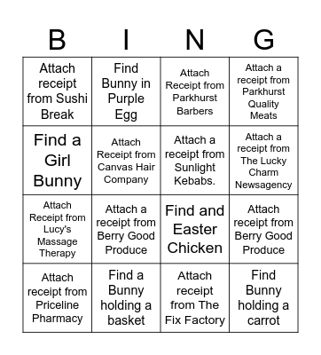 Bingo Bunny Bonanza Bingo Card