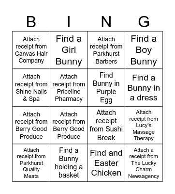 Bingo Bunny Bonanza Bingo Card