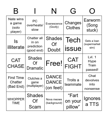 ShadesOfBingo(HARDER) Bingo Card