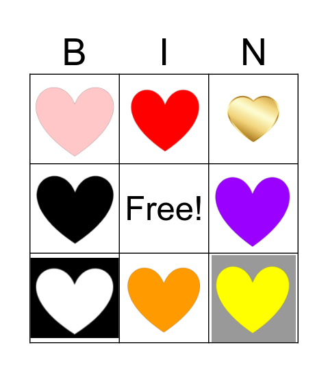 colors Bingo Card