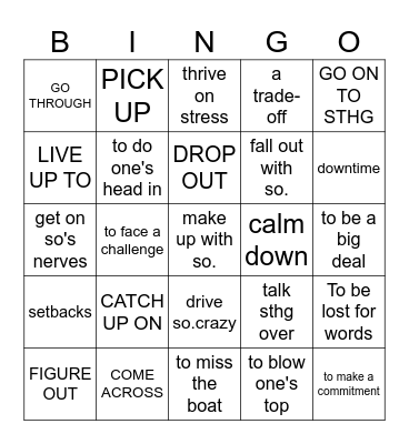 PHRASAL VERBS and EXPRESSIONS Bingo Card