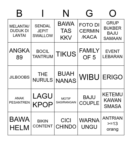 Bingo Ngabuburit Bingo Card