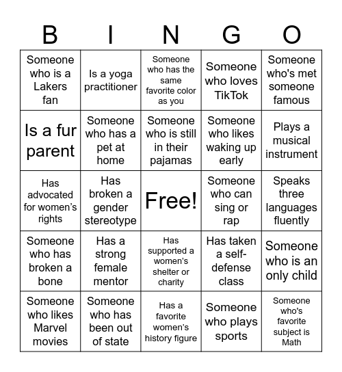 Human Bingo Card