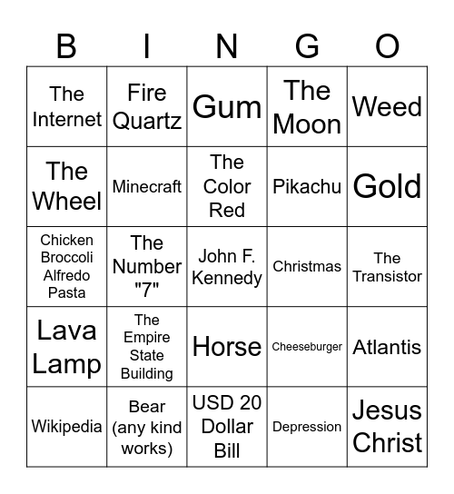 Infinite Craft Bingo Card