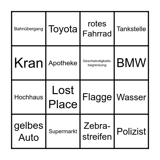 Random City Bingo Card