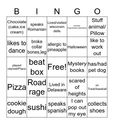 O.V.C BINGO Card