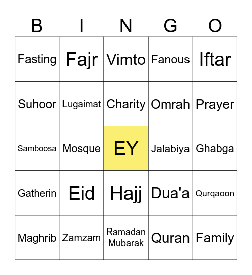 EY Ghabga Bingo Card