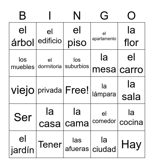 La Casa Bingo Card