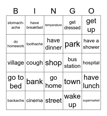 Vocabulary Review Bingo Card