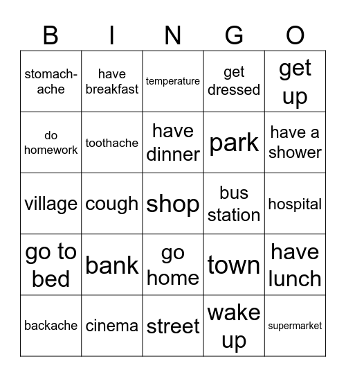 Vocabulary Review Bingo Card