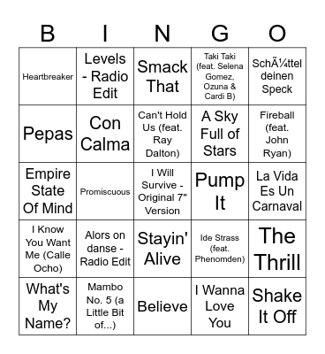 SJOELEN OPEN - MUSIC BINGO Card