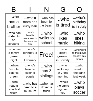 Find Someone Who (ASL Review) Bingo Card