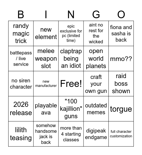 pax bl4 announecement Bingo Card