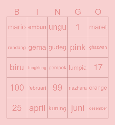 nazhara! 🌸 Bingo Card