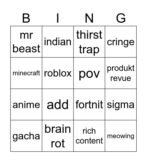 Untitled Bingo Card