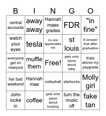 PETTY Bingo Card