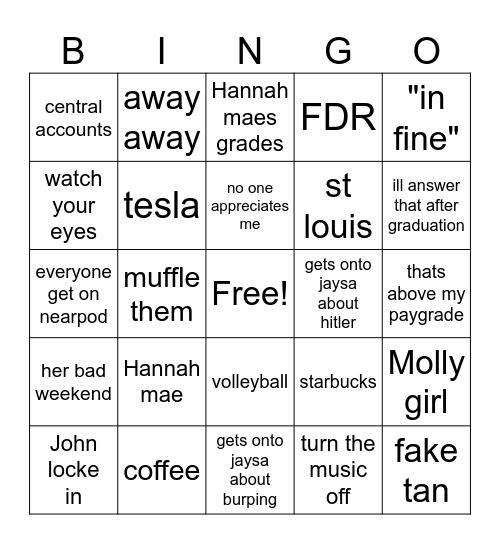 PETTY Bingo Card