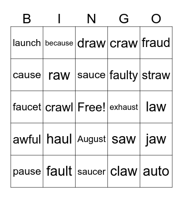 8.2 aw/au Bingo Card