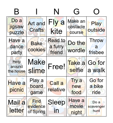 Spring Break Bingo Card