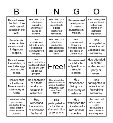 Hard Round Bingo Card