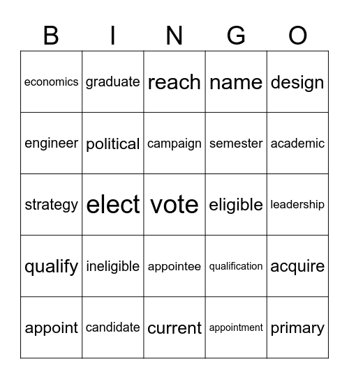 Book 18 Lesson 1 Vocab Bingo Card