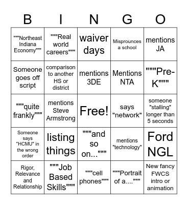 PL District Bingo Card