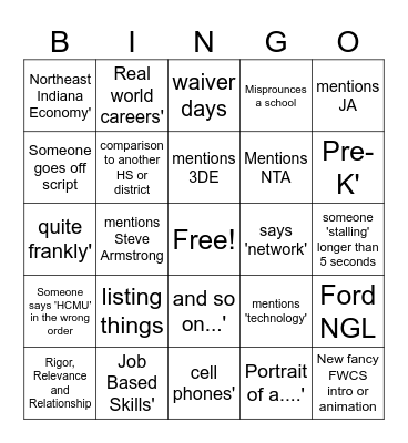 FWCS Buzzword Bingo Card