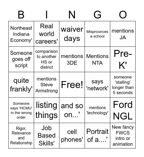 FWCS Buzzword Bingo Card