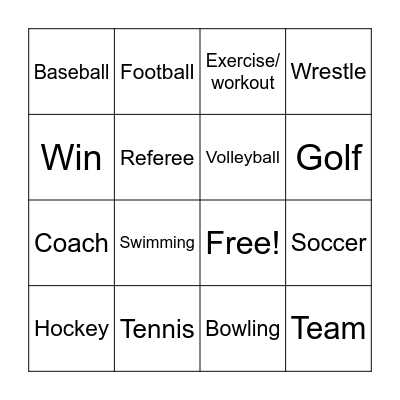 Sports Bingo Card