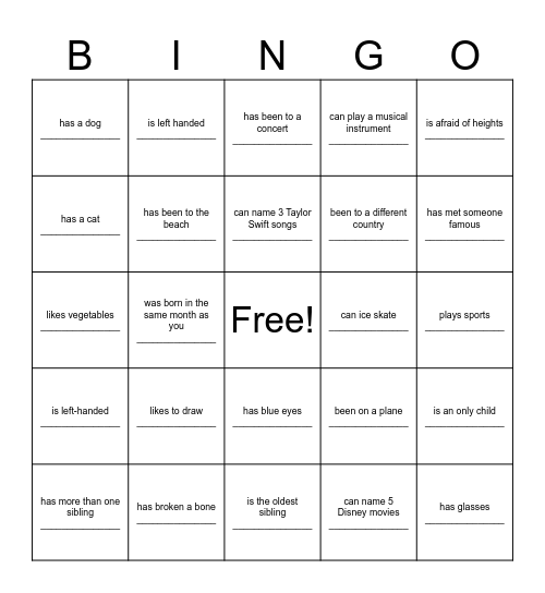 FIND SOMEONE WHO Bingo Card