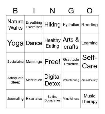 Wellness Bingo Card