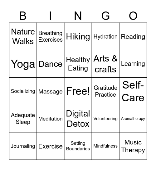 Wellness Bingo Card