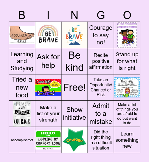 Courage and Determent Bingo Card