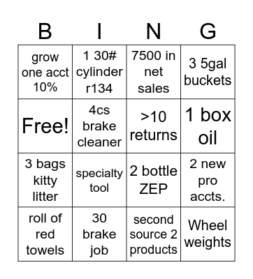 PRO Bingo Card
