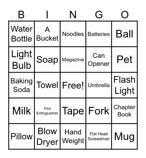 Support March Bingo Card