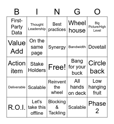 Executive Conference Call Bingo Card