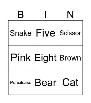 Kids 3 bingo Card