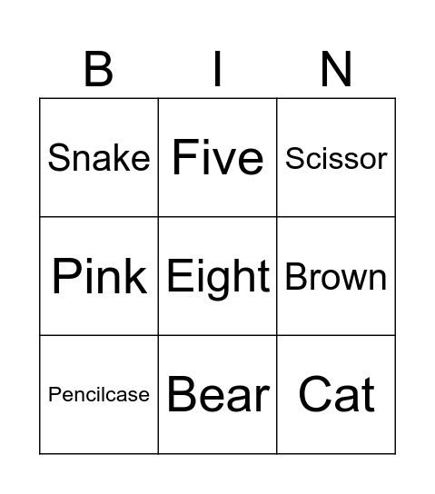 Kids 3 bingo Card