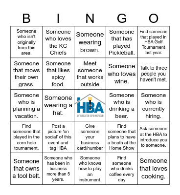Mix and Mingle Match Bingo Card