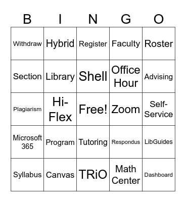 Academic Lingo Bingo Card