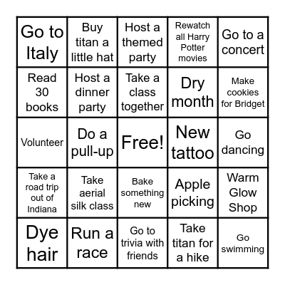 Emma's 20204 Bingo Card