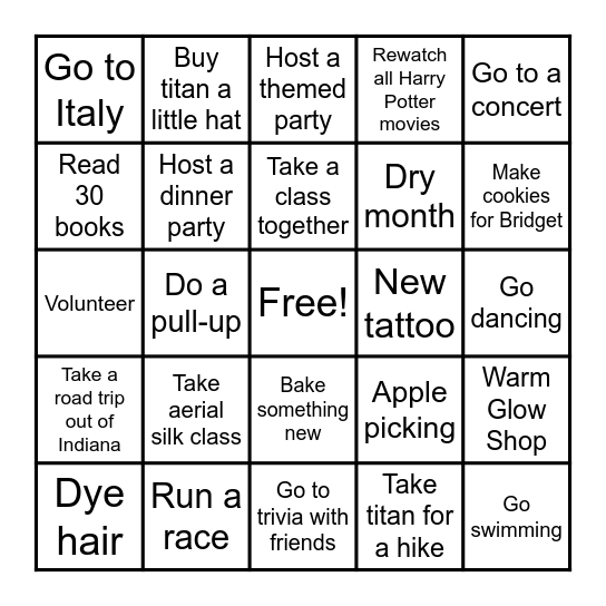 Emma's 20204 Bingo Card