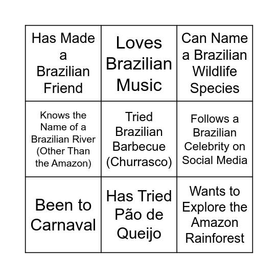 Brazil Bingo Card