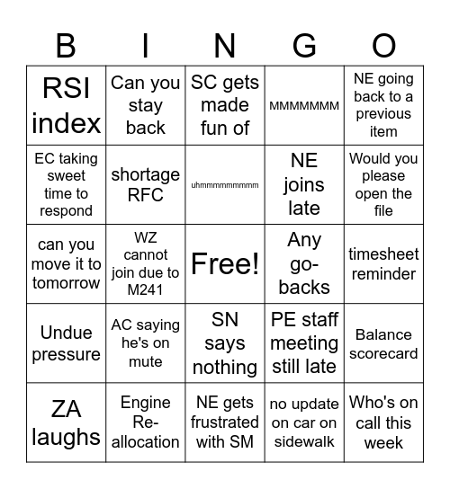 DMM Bingo Card