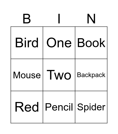 Kids 3 bingo Card