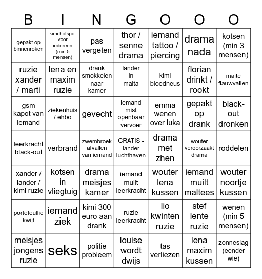 GWP6  DRAMA BINGO Card