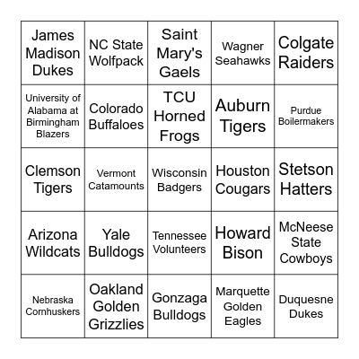 March Madness 2024 Bingo Card