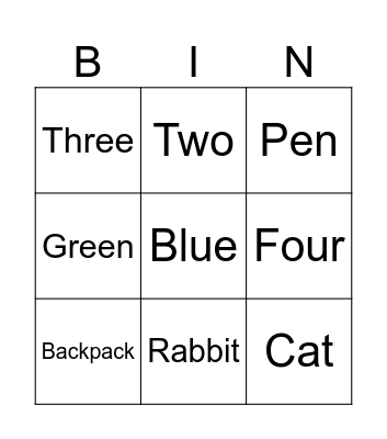 Kids 3 bingo Card