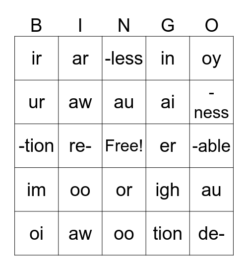 Book 3- Lesson 1-8 Bingo Card